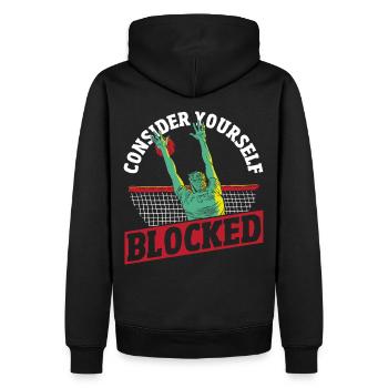 Volleyball Player Consider Yourself Blocked Volley - Men’s Premium Organic Hoodie - black - Back - Nico (187cm)