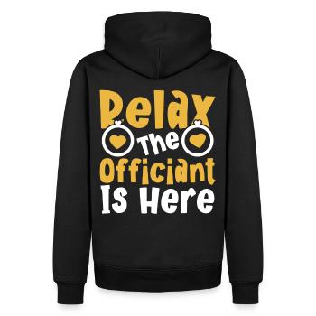 Relax The Officiant Is Here Wedding Licensed - Men’s Premium Organic Hoodie - black - Back - Nico (187cm)
