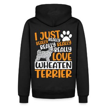 Wheatie Hund Ich liebe Wheaten Terrier einfach - Männer Premium Bio Hoodie - Schwarz - Hinten - Nico (187cm)