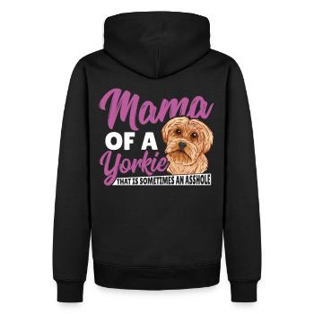Maman d’un Yorkie qui obtient parfois un A* - Sweat à capuche Premium bio Homme - noir - Dos - Nico (187cm)