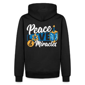 Schammasch Kandelaber Jüdisches Fest Chanukka - Männer Premium Bio Hoodie - Schwarz - Hinten - Nico (187cm)