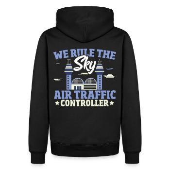 Tower Control Landebahn Flugzeug Fluglotse Kostüm - Männer Premium Bio Hoodie - Schwarz - Hinten - Nico (187cm)