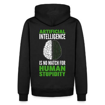 Daten Roboter KI Informatik Maschinelles Lernen - Männer Premium Bio Hoodie - Schwarz - Hinten - Nico (187cm)