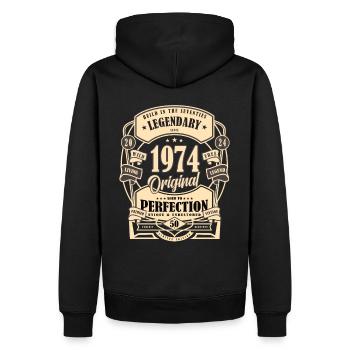 50. Geburtstag, Geschenk, Legende, Original, 1974 - Männer Premium Bio Hoodie - Schwarz - Hinten - Nico (187cm)