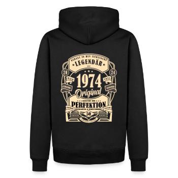 50. Geburtstag, Geschenk, Legende, Original, 1974 - Männer Premium Bio Hoodie - Schwarz - Hinten - Nico (187cm)