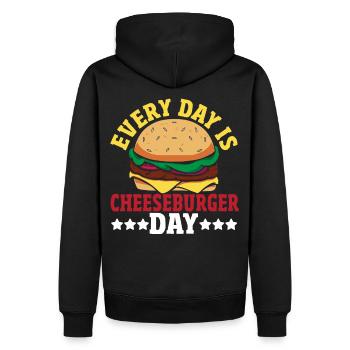 Hamburger Käse Cheeseburger Snacks Cheeseburger - Männer Premium Bio Hoodie - Schwarz - Hinten - Nico (187cm)