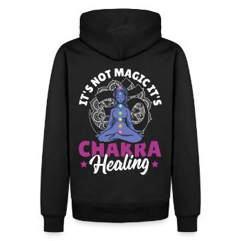 Qi Yoga Lover Gemstone Chakra Guérison - Sweat à capuche Premium bio Homme - noir - Dos - Nico (187cm)