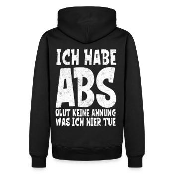 Lustiger Spruch fürs Gym ABSolut keine Ahnung - Männer Premium Bio Hoodie - Schwarz - Hinten - Nico (187cm)