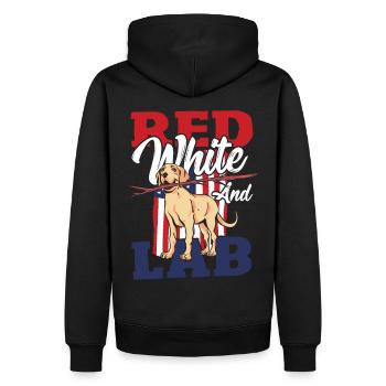 4. Juli Rote Streifen Amerikanische Flagge - Männer Premium Bio Hoodie - Schwarz - Hinten - Nico (187cm)