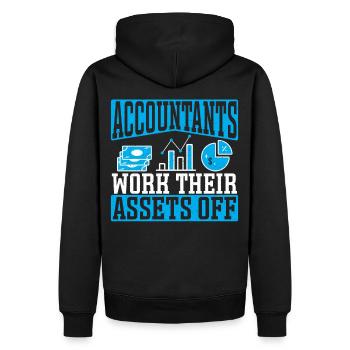 Accountants Work Their Assets off - Men’s Premium Organic Hoodie - black - Back - Nico (187cm)