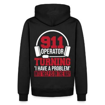 Feuerwehr Öffentliche Sicherheit Dispatcher First - Männer Premium Bio Hoodie - Schwarz - Hinten - Nico (187cm)