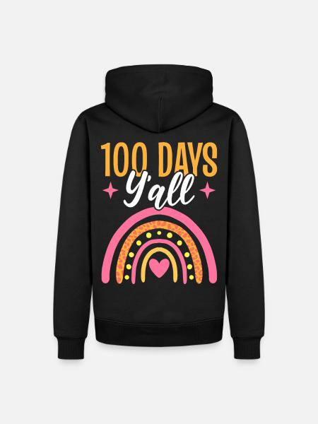 Rainbow 100 Days Yall 100e jour d’école enseignant - Sweat à capuche Premium bio Homme - noir