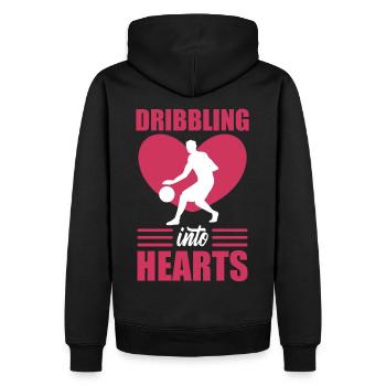 Valentine Basketballspieler dribbelt in Herzen - Männer Premium Bio Hoodie - Schwarz - Hinten - Nico (187cm)