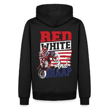 Dirt Bike amerikanische Flagge Motocross Biker 4. - Männer Premium Bio Hoodie - Schwarz - Hinten - Nico (187cm)