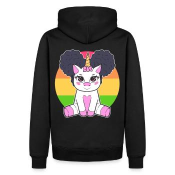 Fille Noire Mignon Licorne Afro Cheveux - Sweat à capuche Premium bio Homme - noir - Dos - Nico (187cm)