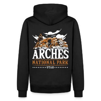 Arch Wilderness Hiking Arches National Park Funny - Men’s Premium Organic Hoodie - black - Back - Nico (187cm)
