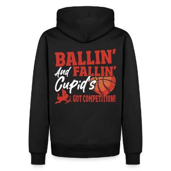 Herzkorbball Paare Basketball Must Haves für - Männer Premium Bio Hoodie - Schwarz - Hinten - Nico (187cm)
