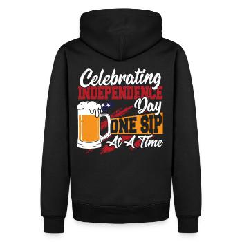 Merica Amerikanische Flagge Bierflasche 4. Juli - Männer Premium Bio Hoodie - Schwarz - Hinten - Nico (187cm)