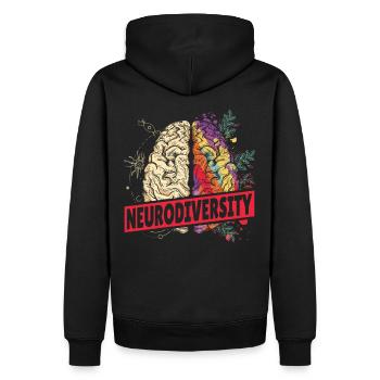 Neurodiversité Cerveau Autisme Sensibilisation TSA - Sweat à capuche Premium bio Homme - noir - Dos - Nico (187cm)