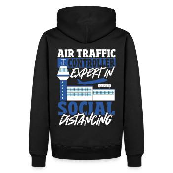Radarflugzeug Flughafen Fluglotse Uniform - Männer Premium Bio Hoodie - Schwarz - Hinten - Nico (187cm)