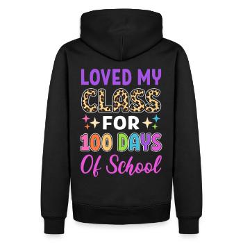 J’ai adoré ma classe pendant 100 jours d’école - Sweat à capuche Premium bio Homme - noir - Dos - Nico (187cm)