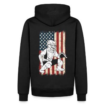 Baseball amerikanische Flagge patriotische - Männer Premium Bio Hoodie - Schwarz - Hinten - Nico (187cm)