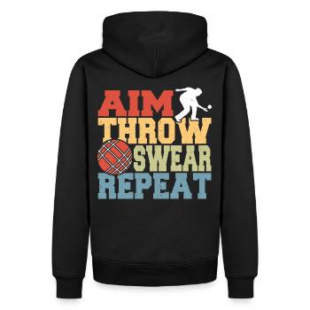 Boccia Athletic Boulespieler - Männer Premium Bio Hoodie - Schwarz - Hinten - Nico (187cm)