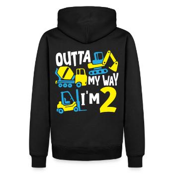 Baukran Bau Thema Geburtstage - Männer Premium Bio Hoodie - Schwarz - Hinten - Nico (187cm)
