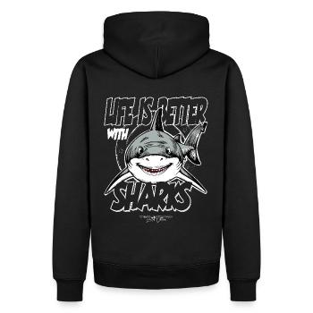 La vie est meilleure avec les requins - Sous l’eau - Sweat à capuche Premium bio Homme - noir - Dos - Nico (187cm)
