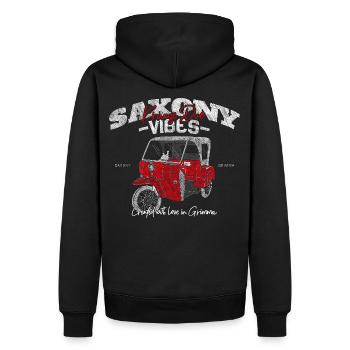 Saxe Vibes - Grimma Vibes - Krause Duo Kult - Sweat à capuche Premium bio Homme - noir - Dos - Nico (187cm)