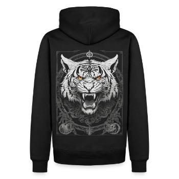 TIGER TRIBAL GOTHIC TATTOO TATTOO NATUR METALL - Männer Premium Bio Hoodie - Schwarz - Hinten - Nico (187cm)