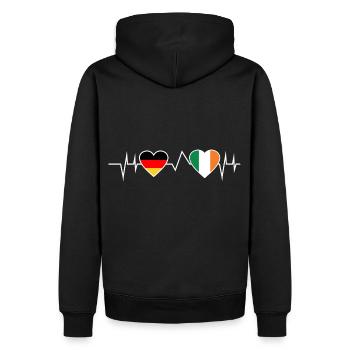 Deutschland Irland Herzschlag - Männer Premium Bio Hoodie - Schwarz - Hinten - Nico (187cm)