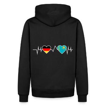 Deutschland Kasachstan Herzschlag Kasache - Männer Premium Bio Hoodie - Schwarz - Hinten - Nico (187cm)