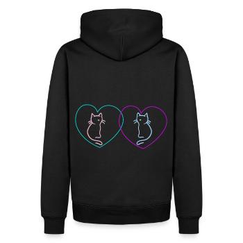 Herz Katzen Liebe Herzen Kitten Valentin Romantik - Männer Premium Bio Hoodie - Schwarz - Hinten - Nico (187cm)