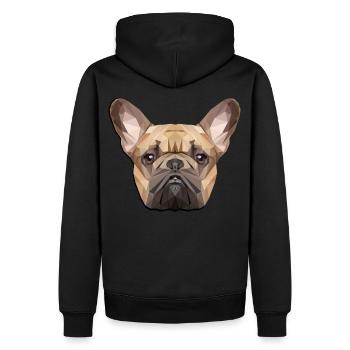 Französische Bulldogge, Polygon, Hund, Frenchy - Männer Premium Bio Hoodie - Schwarz - Hinten - Nico (187cm)
