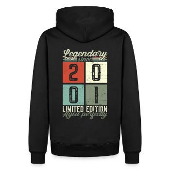 Légendaire depuis 2001 21ème anniversaire cadeau hommes - Sweat à capuche Premium bio Homme - noir - Dos - Nico (187cm)