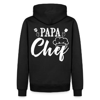 papa chef cadeau cool papa cuito cuisinier - Sweat à capuche Premium bio Homme - noir - Dos - Nico (187cm)