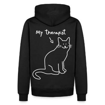 "My cat is my therapist" | Cat funny shirt - Men’s Premium Organic Hoodie - black - Back - Nico (187cm)