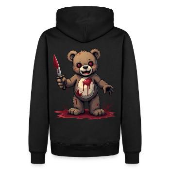Zombie Bär - Männer Premium Bio Hoodie - Schwarz - Hinten - Nico (187cm)