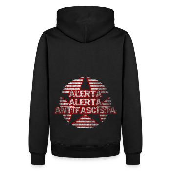 Stern der Antifa - Männer Premium Bio Hoodie - Schwarz - Hinten - Nico (187cm)