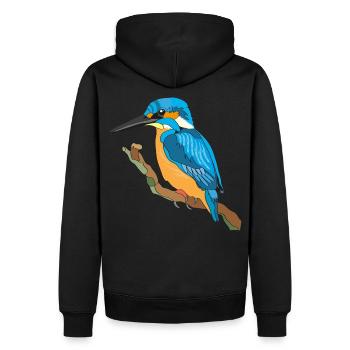 Eisvogel, Kingfisher - Männer Premium Bio Hoodie - Schwarz - Hinten - Nico (187cm)