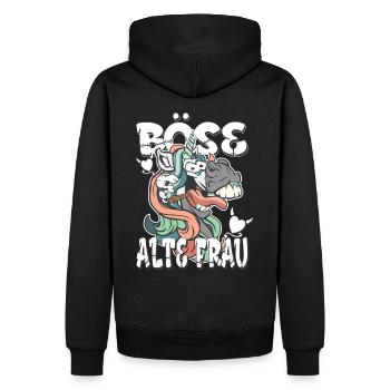 Vieille femme maléfique - licorne folle - Sweat à capuche Premium bio Homme - noir - Dos - Nico (187cm)