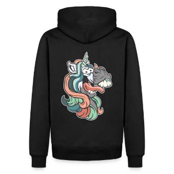 Licorne Licorne Je ne suis pas folle - Sweat à capuche Premium bio Homme - noir - Dos - Nico (187cm)