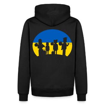 Les réfugiés ukrainiens aident les réfugiés - Sweat à capuche Premium bio Homme - noir - Dos - Nico (187cm)