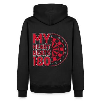 My Heart beats 180 Dart - Männer Premium Bio Hoodie - Schwarz - Hinten - Nico (187cm)