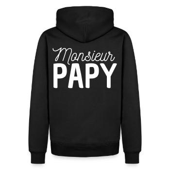 Monsieur papy humour grand-père cadeau - Sweat à capuche Premium bio Homme - noir - Dos - Nico (187cm)