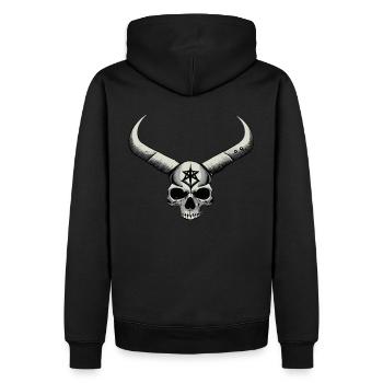 Gehörnter Schädel - Männer Premium Bio Hoodie - Schwarz - Hinten - Nico (187cm)
