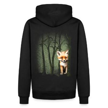 Waldtiere Fuchs Natur erleben für Naturfreunde - Männer Premium Bio Hoodie - Schwarz - Hinten - Nico (187cm)