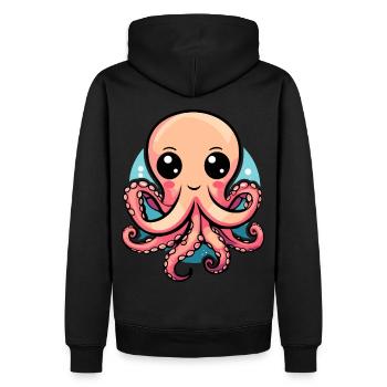 Mignon pieuvre kawaii - Sweat à capuche Premium bio Homme - noir - Dos - Nico (187cm)