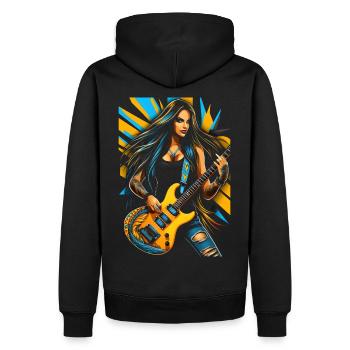 Diva de la guitare sauvage avec guitare électrique - Sweat à capuche Premium bio Homme - noir - Dos - Nico (187cm)